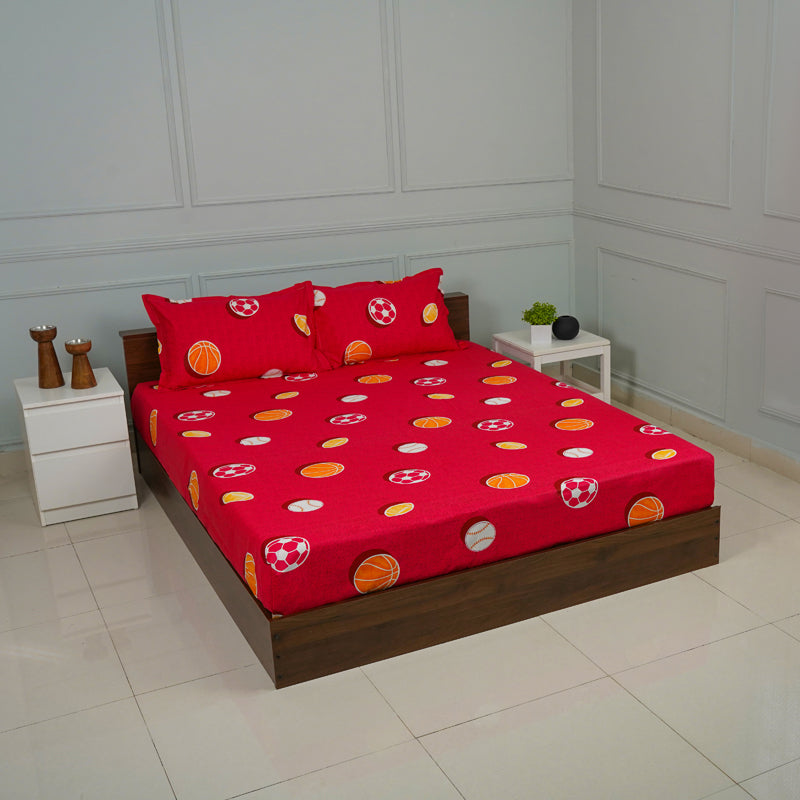 Buy Baseball Dreams Kids Neon Print Bedsheet - Red Bedsheets from Vaaree