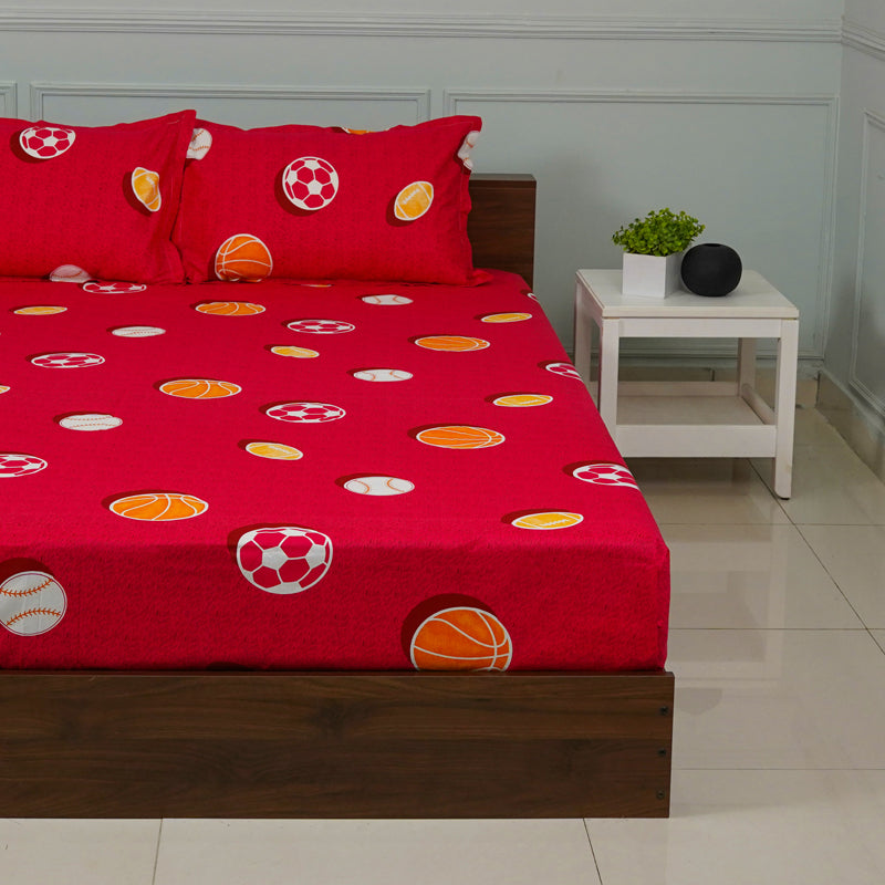 Buy Baseball Dreams Kids Neon Print Bedsheet - Red Bedsheets from Vaaree