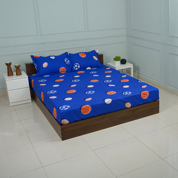 Buy Baseball Dreams Kids Neon Print Bedsheet - Blue Bedsheets from Vaaree