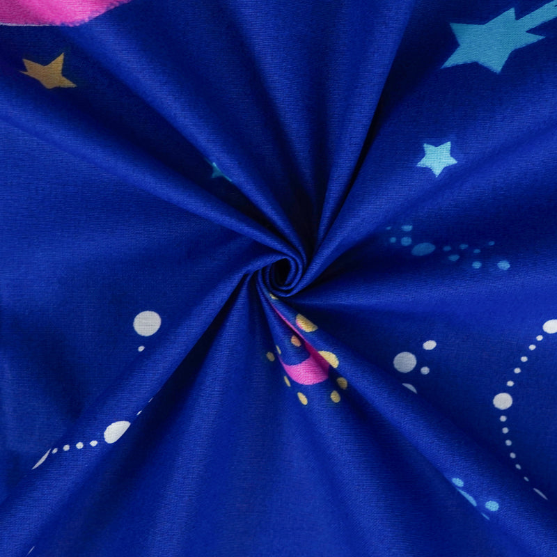 Buy Galaxy Ride Kids Neon Print Bedsheet - Blue Bedsheets from Vaaree