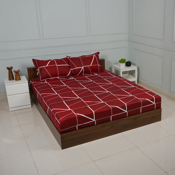 Buy Manal Geomatric Neon Print Bedsheets - Red Bedsheets from Vaaree