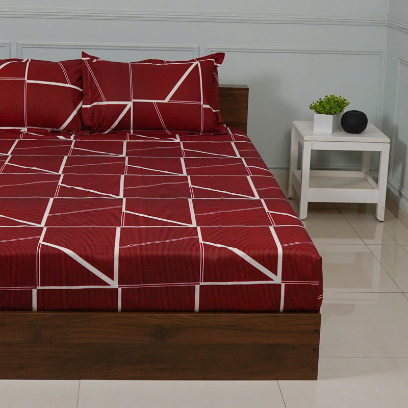 Buy Manal Geomatric Neon Print Bedsheets - Red Bedsheets from Vaaree