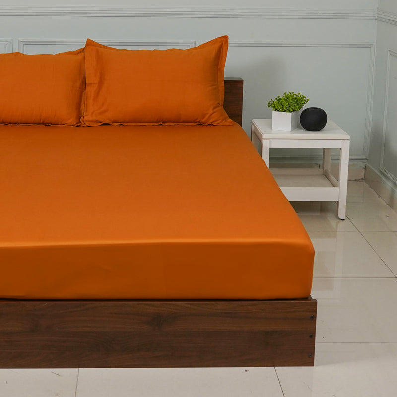 Buy Baria Solid Bedsheet - Ochre Bedsheets from Vaaree