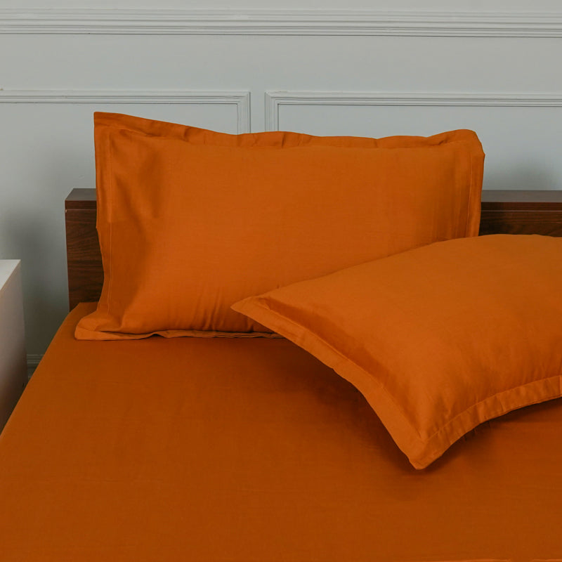 Buy Baria Solid Bedsheet - Ochre Bedsheets from Vaaree