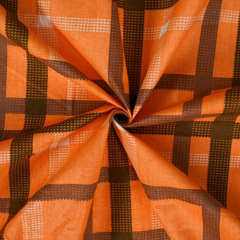 Buy Sanja Checkered Bedsheet - Orange Bedsheets from Vaaree