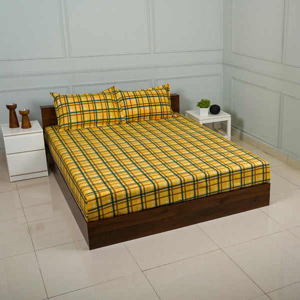 Buy Sanja Checkered Bedsheet - Yellow Bedsheets from Vaaree