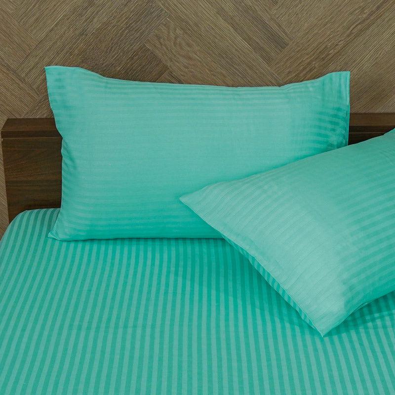 Buy Reposi Striped Bedsheet - Aqua Blue Bedsheets from Vaaree