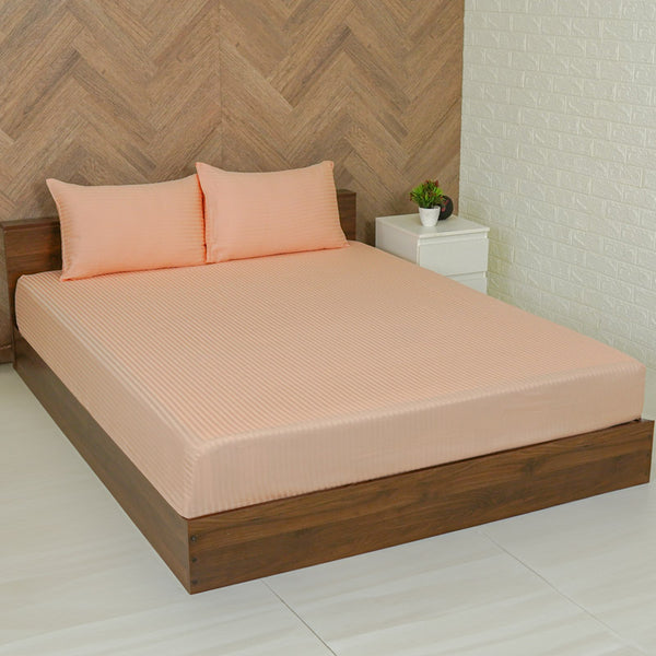 Buy Reposi Striped Bedsheet - Peach Bedsheets from Vaaree