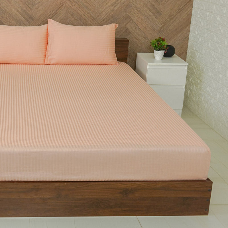 Buy Reposi Striped Bedsheet - Peach Bedsheets from Vaaree