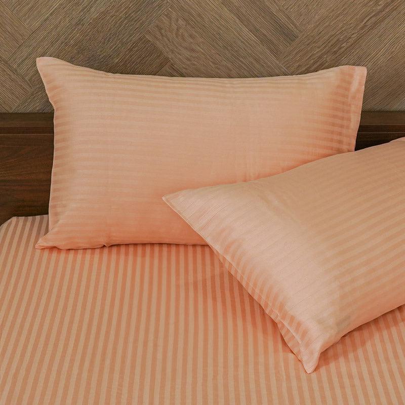 Buy Reposi Striped Bedsheet - Peach Bedsheets from Vaaree