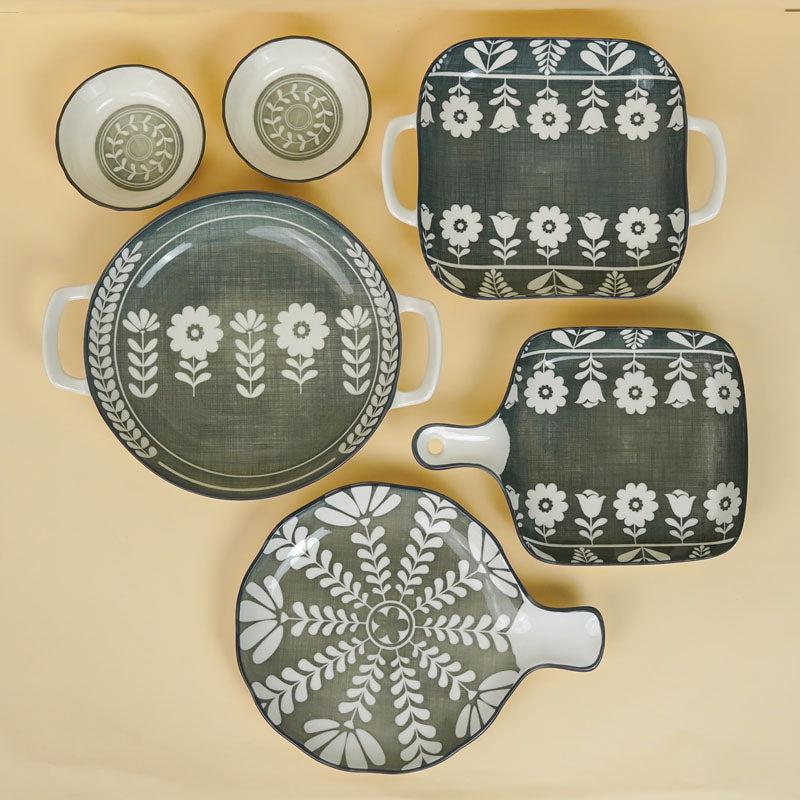 Buy Rana Floral Serving Set - Six Piece Set Dinner Set from Vaaree