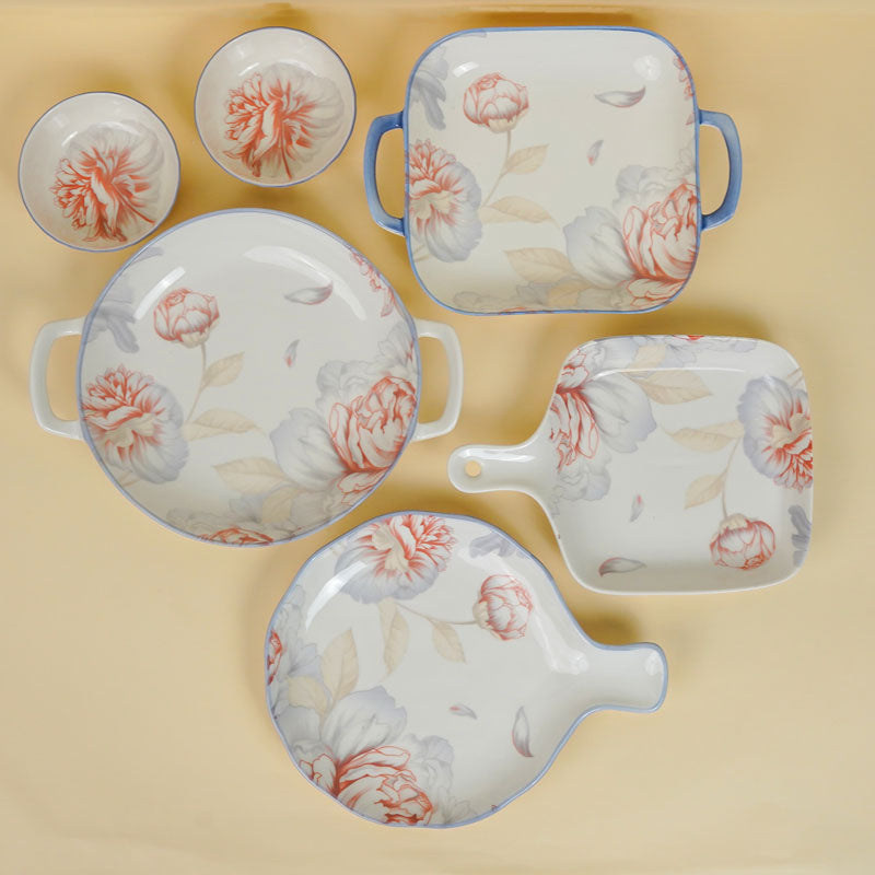 Buy Mida Floral Serving Set - Six Piece Set Dinner Set from Vaaree