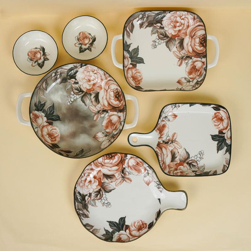 Buy Maduva Floral Serving Set - Six Piece Set Dinner Set from Vaaree