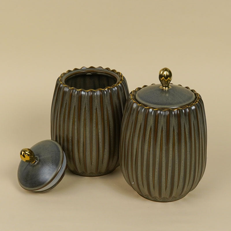 Buy Vajra Dark Green Storage Jar (1200 ML) - Set Of Two Container from Vaaree