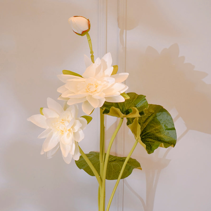 Buy Faux Lotus Floer Stick (White) - 55 CM Artificial Flowers from Vaaree