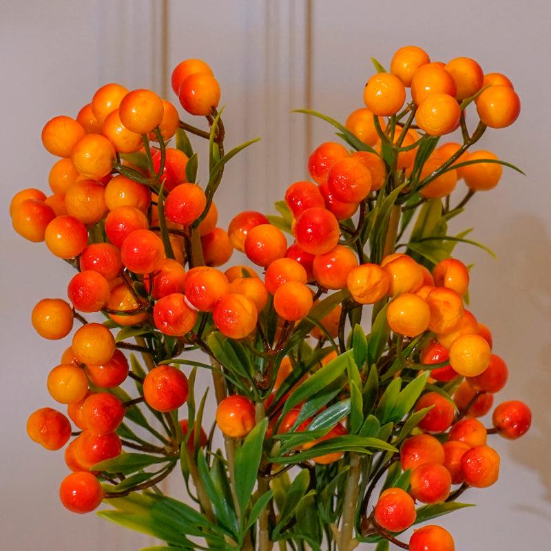 Buy Faux Orange Cherry Blossom Flower Stick (16 CM) - Set Of Two Artificial Flowers from Vaaree