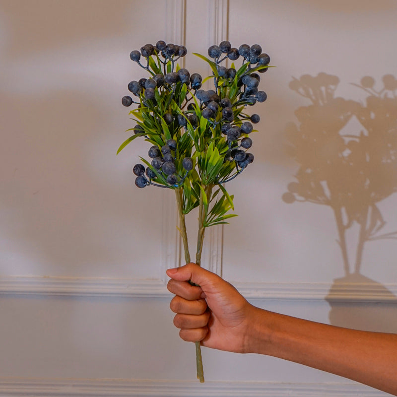 Buy Faux Blue Cherry Blossom Flower Stick (16 CM) - Set Of Two Artificial Flowers from Vaaree