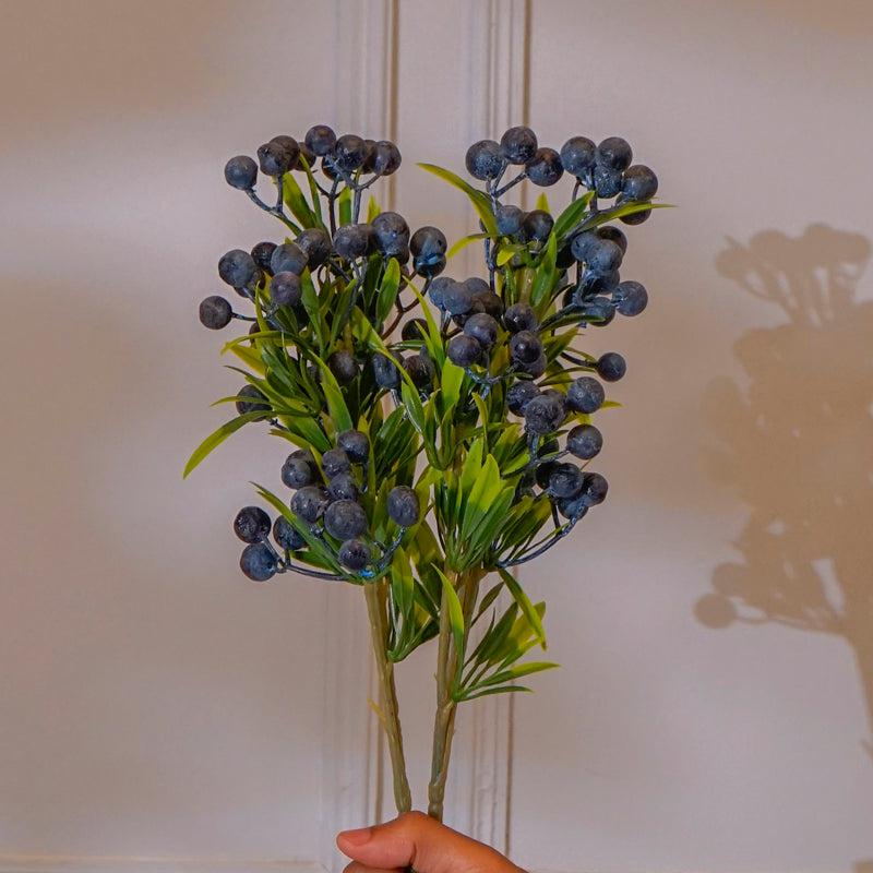 Buy Faux Blue Cherry Blossom Flower Stick (16 CM) - Set Of Two Artificial Flowers from Vaaree