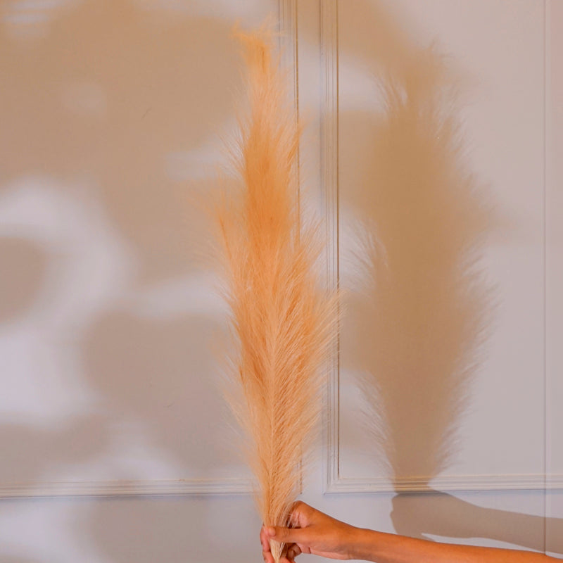 Artificial Flowers - Faux Pampas Grass Stick (Peach) - 35 CM