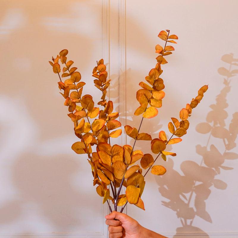 Buy Faux Eucalyptus Leaf Stick (Brown) - 41 CM Artificial Flowers from Vaaree