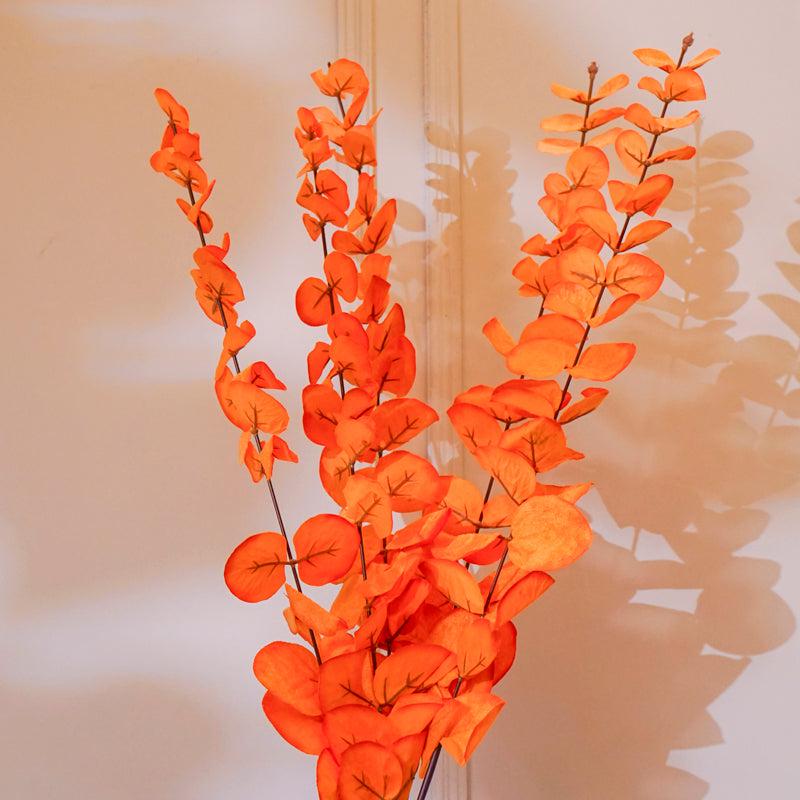 Buy Faux Eucalyptus Leaf Stick (Orange) - 41 CM Artificial Flowers from Vaaree