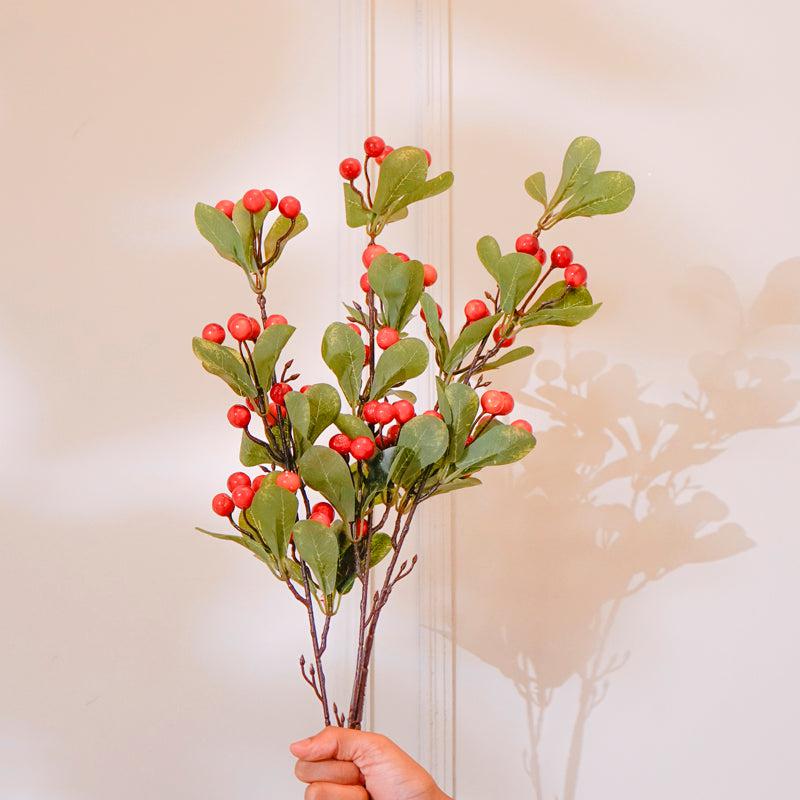 Buy Faux Cherry Blossom Flower Stick (Orange) - 31 CM Artificial Flowers from Vaaree