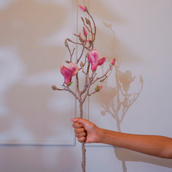 Faux Magnolia Flower Stick (Purple) - 44 CM