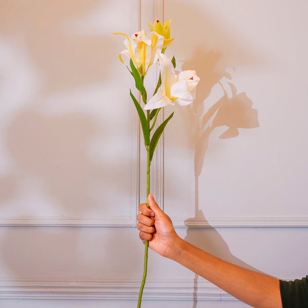 Faux Orienpet Lily Flower Stick (Cream) - 24 CM