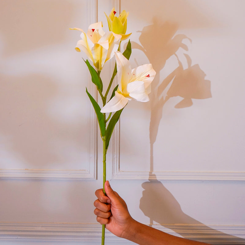 Buy Faux Orienpet Lily Flower Stick (Cream) - 24 CM Artificial Flowers from Vaaree