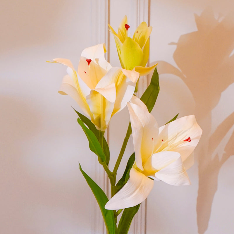 Buy Faux Orienpet Lily Flower Stick (Cream) - 24 CM Artificial Flowers from Vaaree