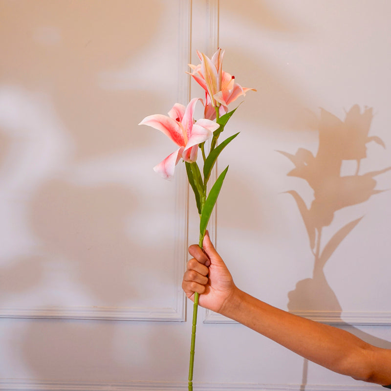 Buy Faux Orienpet Lily Flower Stick (Light Pink) - 24 CM Artificial Flowers from Vaaree