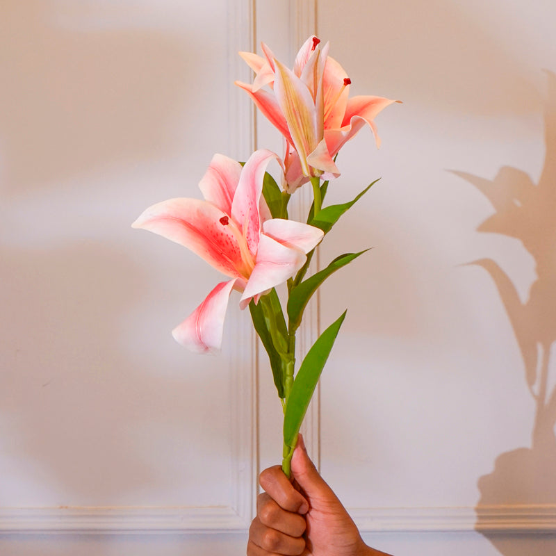 Buy Faux Orienpet Lily Flower Stick (Light Pink) - 24 CM Artificial Flowers from Vaaree