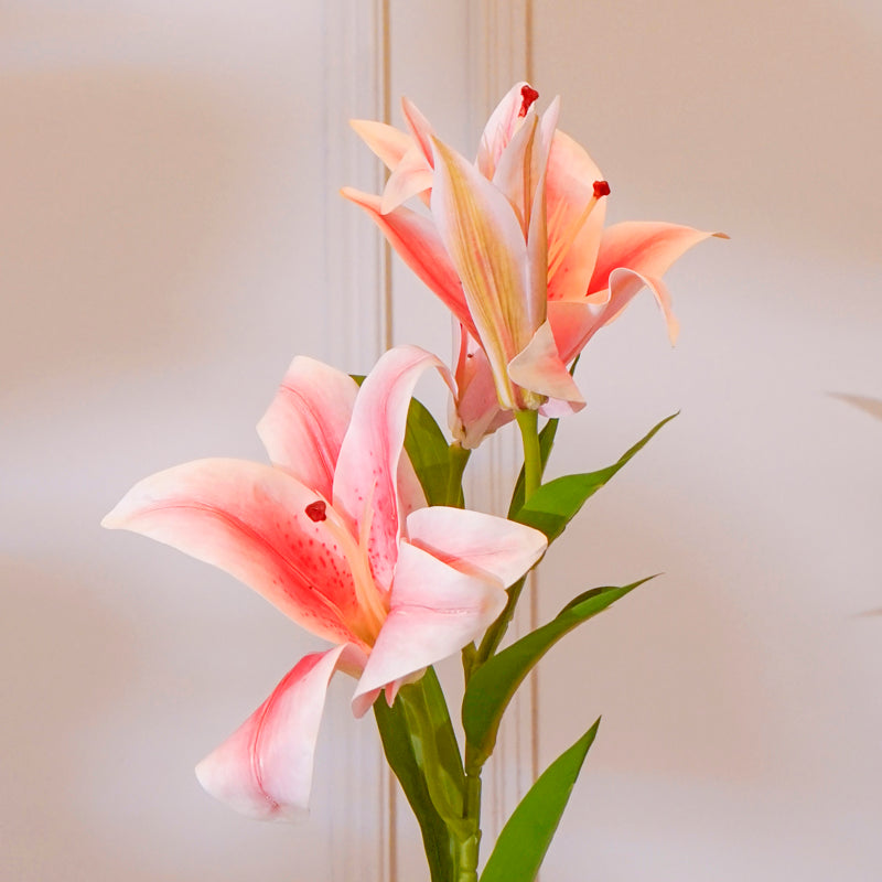 Buy Faux Orienpet Lily Flower Stick (Light Pink) - 24 CM Artificial Flowers from Vaaree