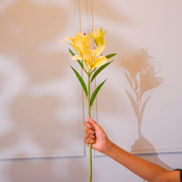 Faux Orienpet Lily Flower Stick (Yellow) - 24 CM