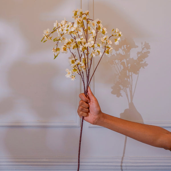 Faux Dropping Blossom Flower Stick (White) - 45 CM