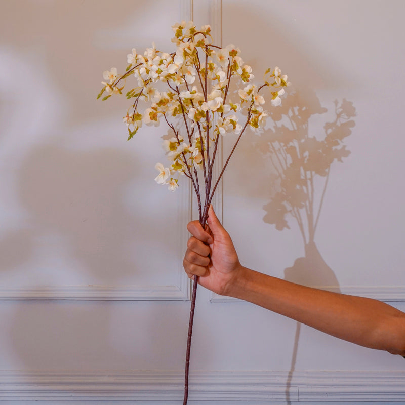 Buy Faux Dropping Cherry Blossom Flower Stick (White) - 45 CM Artificial Flowers from Vaaree