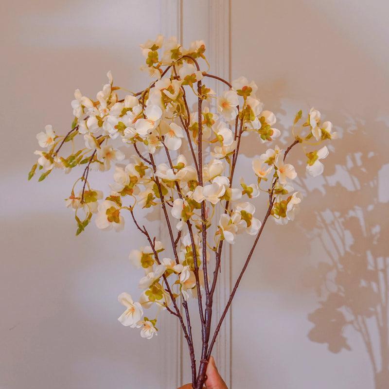 Buy Faux Dropping Cherry Blossom Flower Stick (White) - 45 CM Artificial Flowers from Vaaree