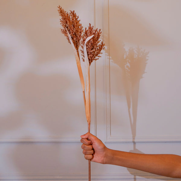 Faux Pearl Millet Flower Stick (Brown) - 38 CM