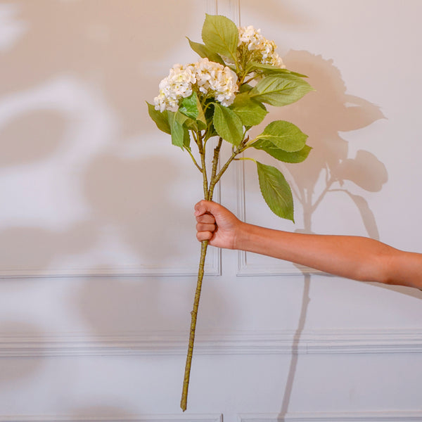 Faux Hydrangea Flower Stick (White) - 32 CM
