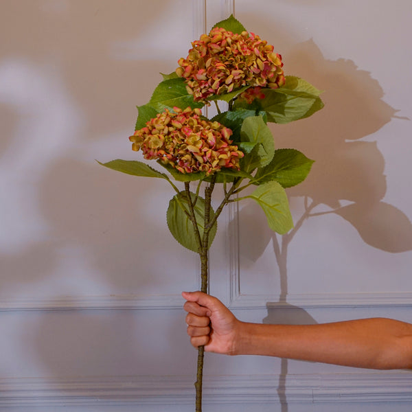 Faux Hydrangea Flower Stick (Peach) - 32 CM