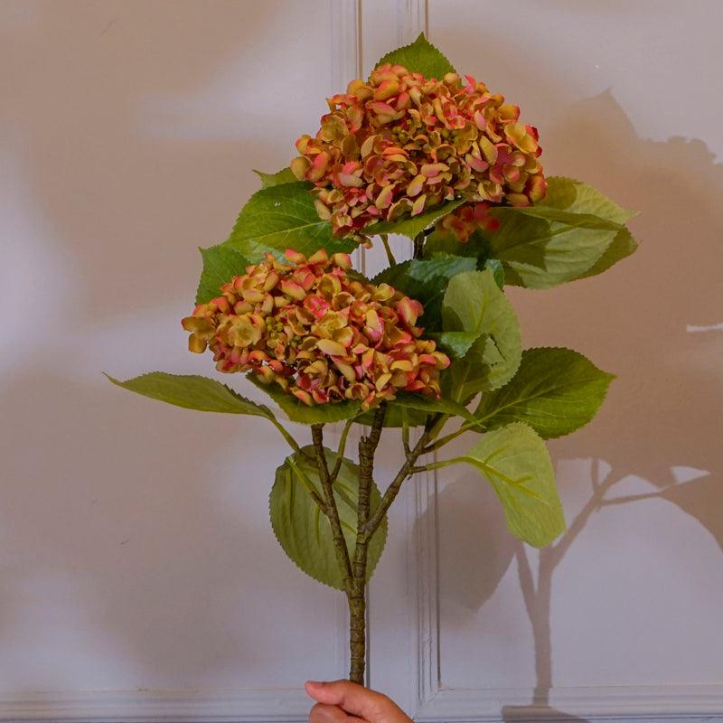 Buy Faux Hydrangea Flower Stick (Peach) - 32 CM Artificial Flowers from Vaaree