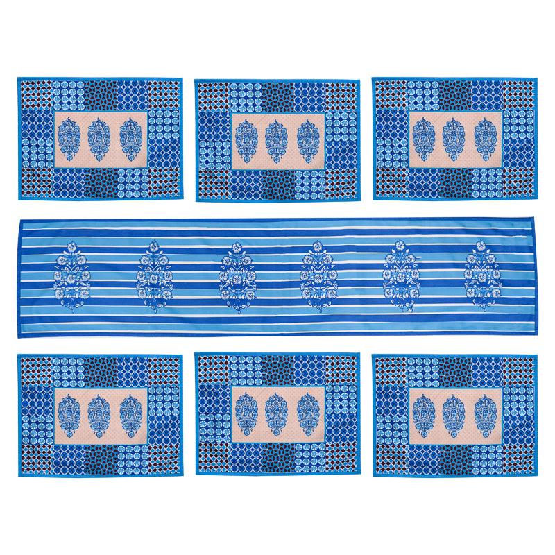 Buy Indigo Imal Table Runner & Placemat - Seven Piece Set Table Linen Set from Vaaree