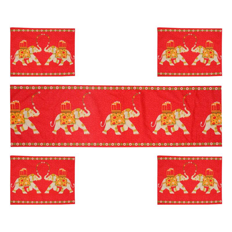 Buy Tusker Parade Table Runner & Placemat - Five Piece Set Table Linen Set from Vaaree