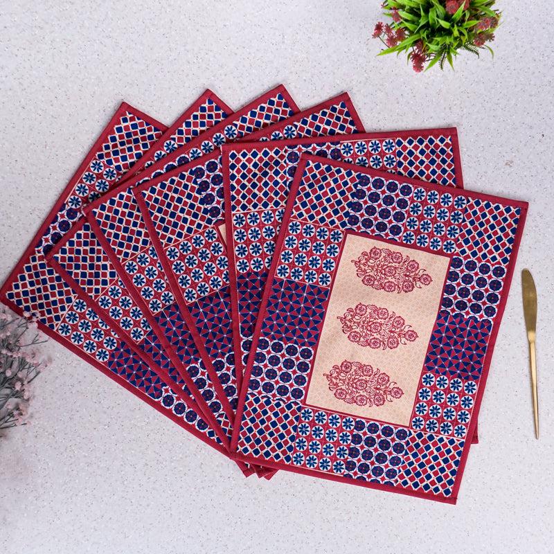 Buy Maroon Mix Placemat - Set Of Six Table Mats from Vaaree