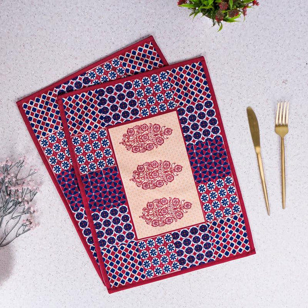 Buy Maroon Mix Placemat - Set Of Two Table Mats from Vaaree