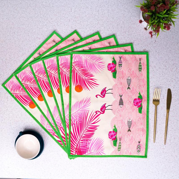 Buy Pink Oasis Table Placemat - Set Of Six Table Mats from Vaaree