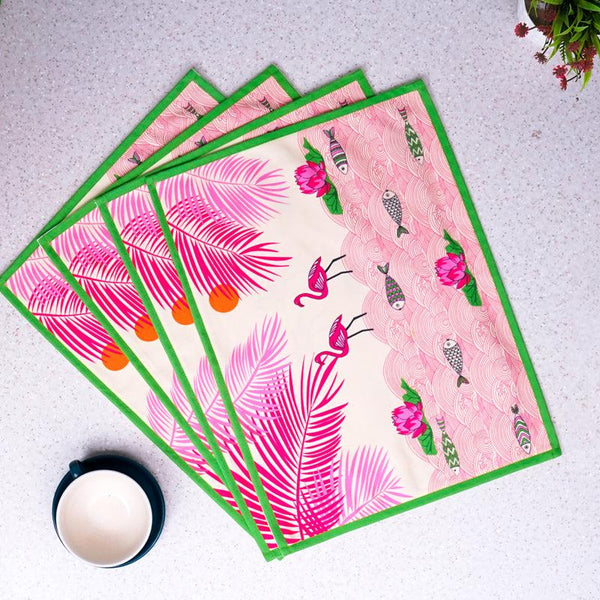 Buy Pink Oasis Table Placemat - Set Of Four Table Mats from Vaaree