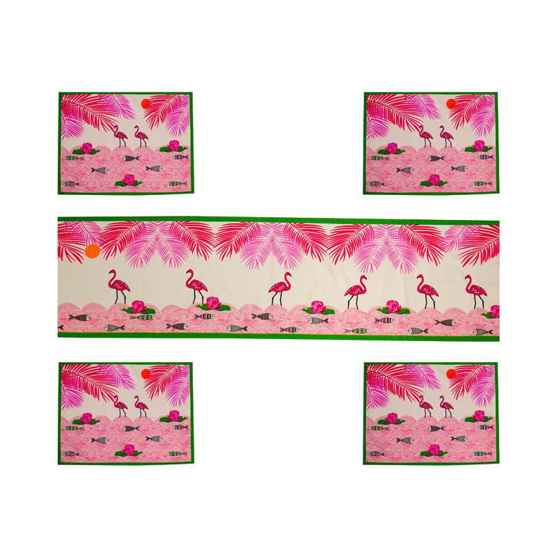 Buy Pink Oasis Table Runner & Placemat - Five Piece Set Table Linen Set from Vaaree