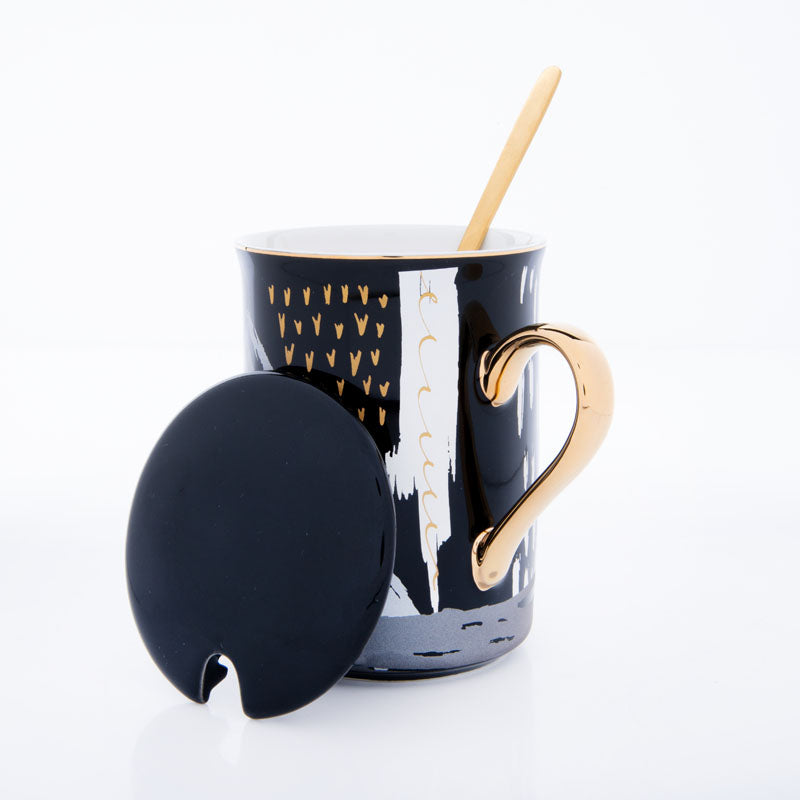 Buy Alessi Abstract Black Mug (250 ML) - Three Piece Set Mug & Tea Cup from Vaaree