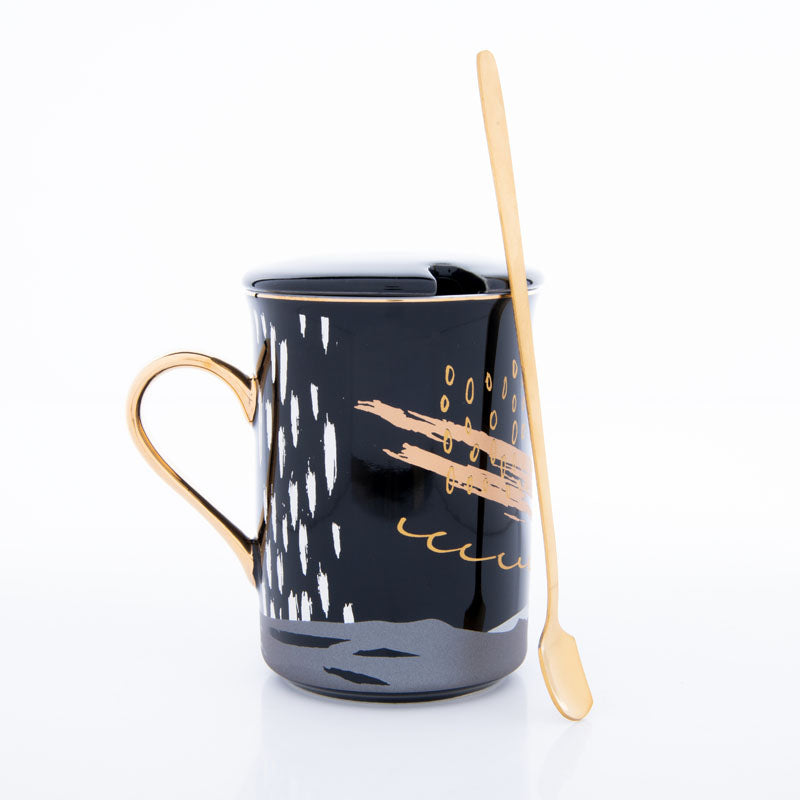 Buy Alessi Abstract Black Mug (250 ML) - Three Piece Set Mug & Tea Cup from Vaaree